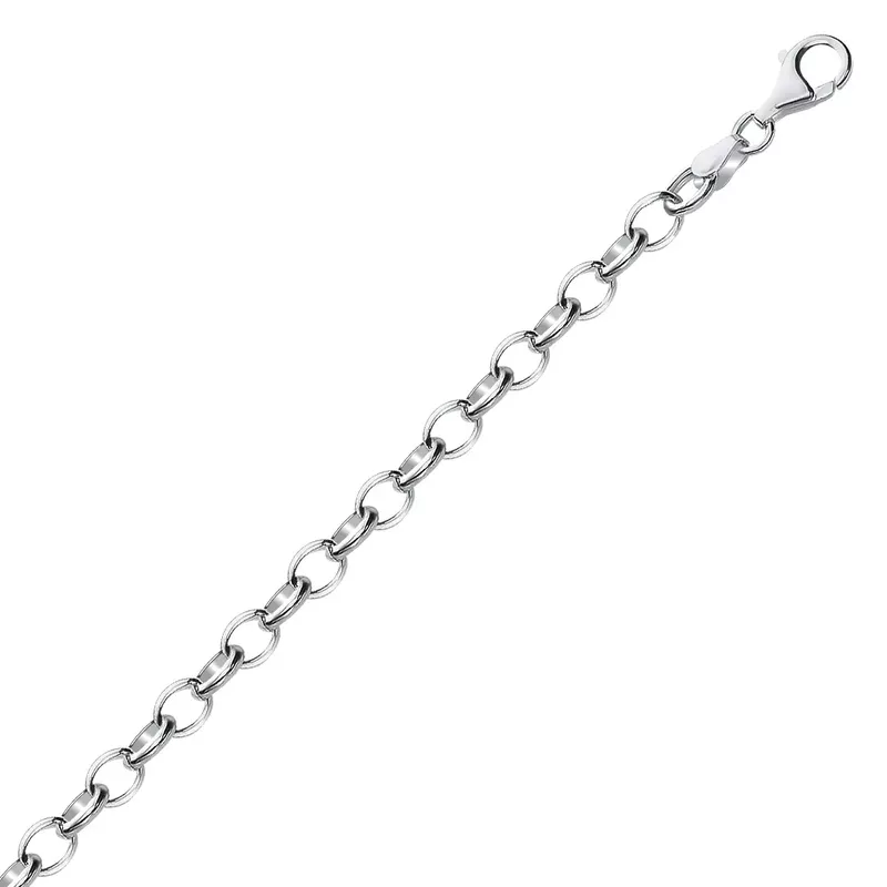 Sterling Silver Polished Charm Bracelet with Rhodium Plating (7.25 Inch)
