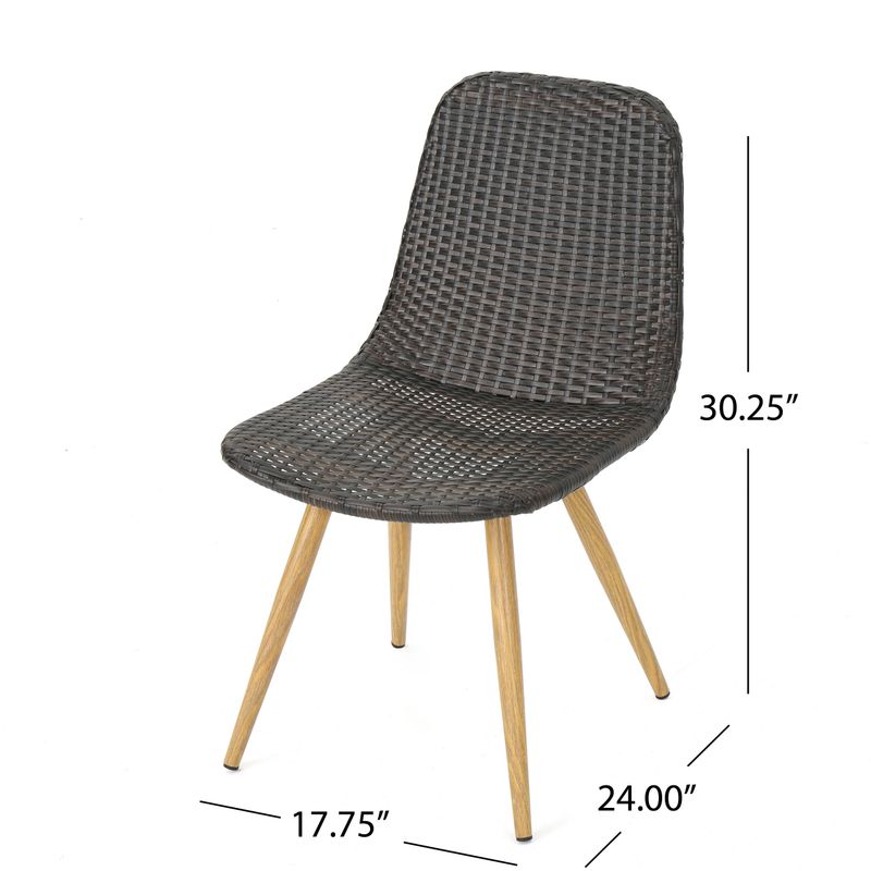 Gila Outdoor Wicker Dining Chair (Set of 4) by Christopher Knight Home - Multibrown + Light Brown