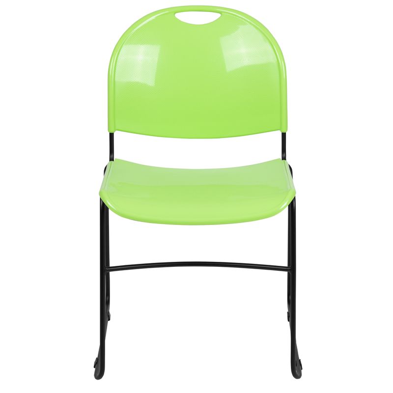 5 Pack Ultra-Compact School Stack Chair - Office Guest Chair/Student Chair - Green Plastic/Black Frame