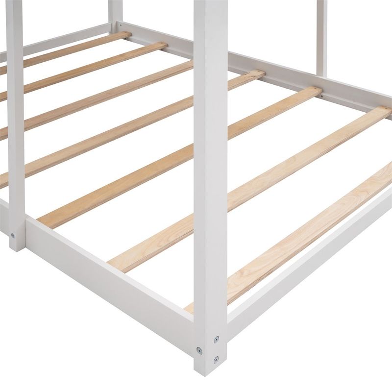 Merax Full over Full Wood Tower Bunk Bed with Roof - White