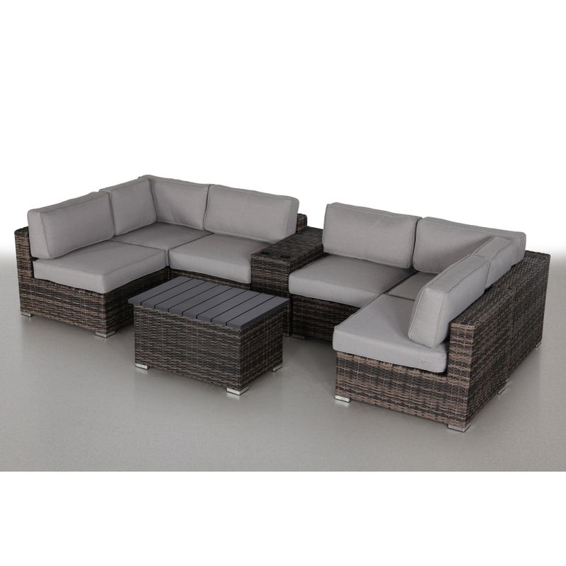 LSI 8 Piece Sectional Seating Group With Olefin Grey Cushions - Grey - Reversible