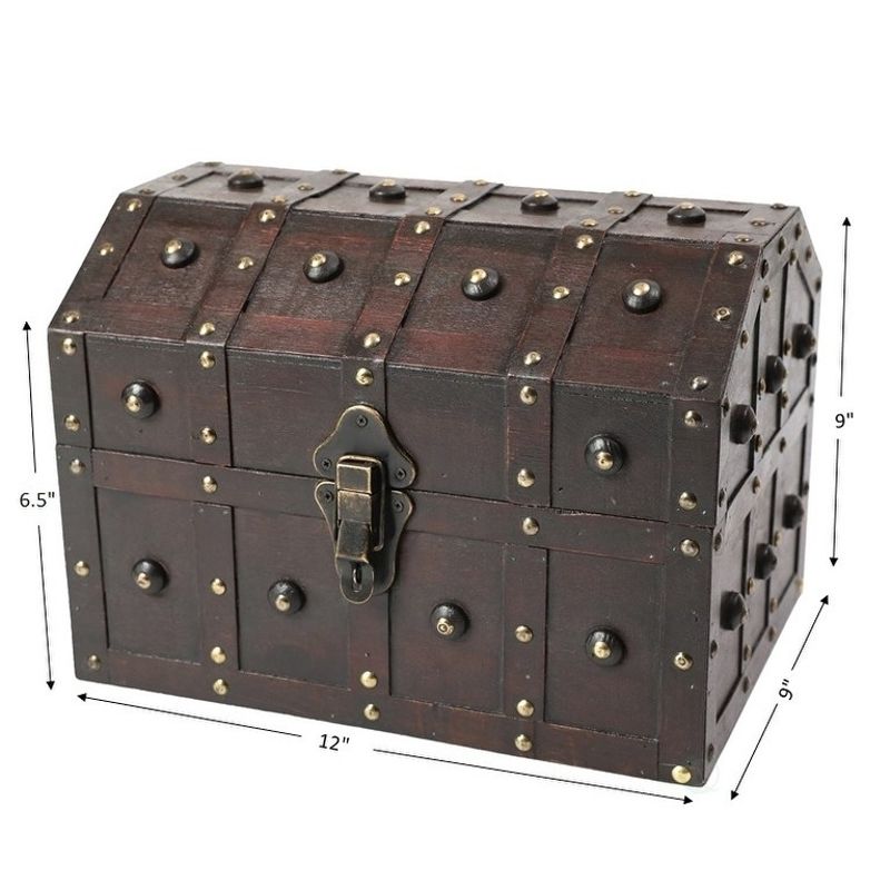 Black Vintage Caribbean Pirate Chest with Decorative Nailed Design