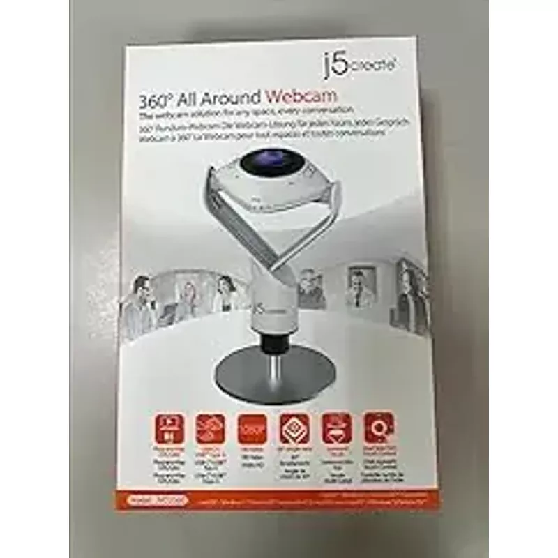 j5create 360 Degree All Around Meeting Webcam - 1080P HD Video Conference Camera with High Fidelity Microphone, USB-C ,  for Video Conferencing, Online Classes (JVCU360)