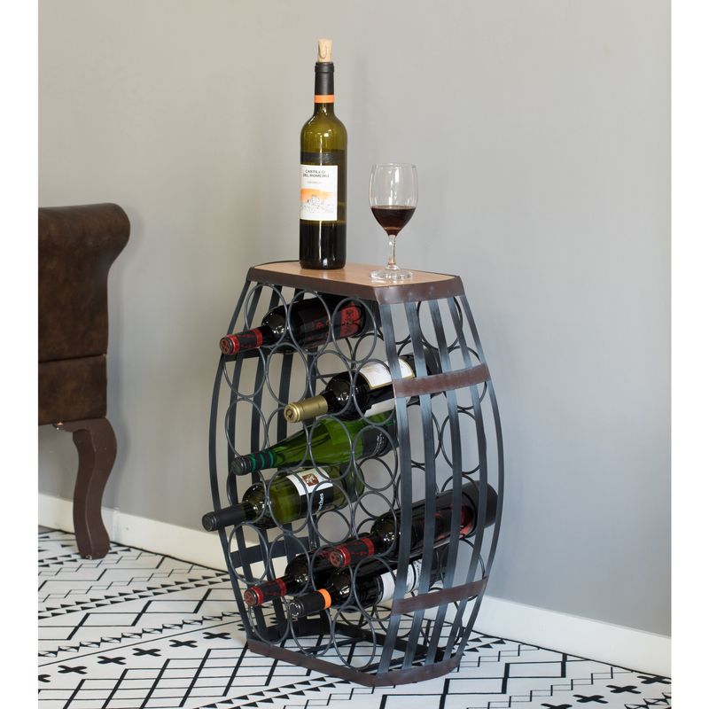 Barrel Shaped 22 Bottles Decorative Table Wine Rack Storage - Brown