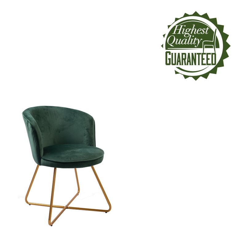 Porthos Home Orry Dining Chair, Velvet Upholstery, Gold Dipped Metal Legs - Single - Green