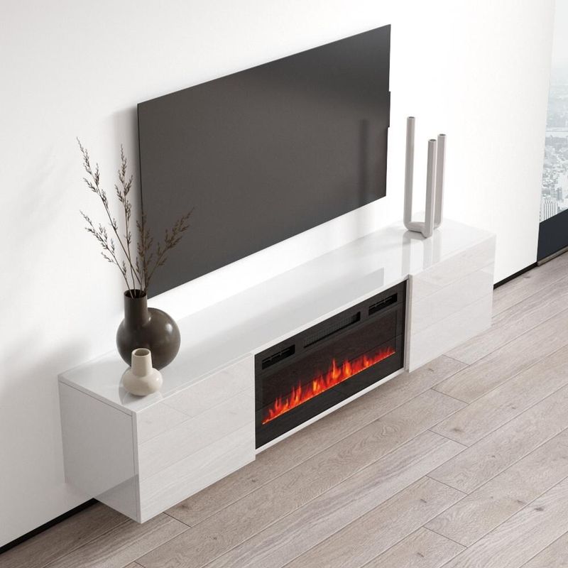 Rent to own Cali EF Wall Mounted Electric Fireplace Modern 72" TV Stand