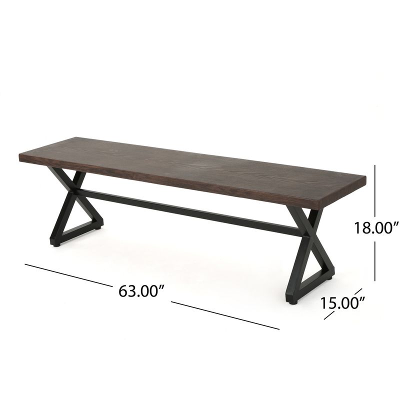 Rolando Outdoor Aluminum Dining Bench by Christopher Knight Home - Grey + Black