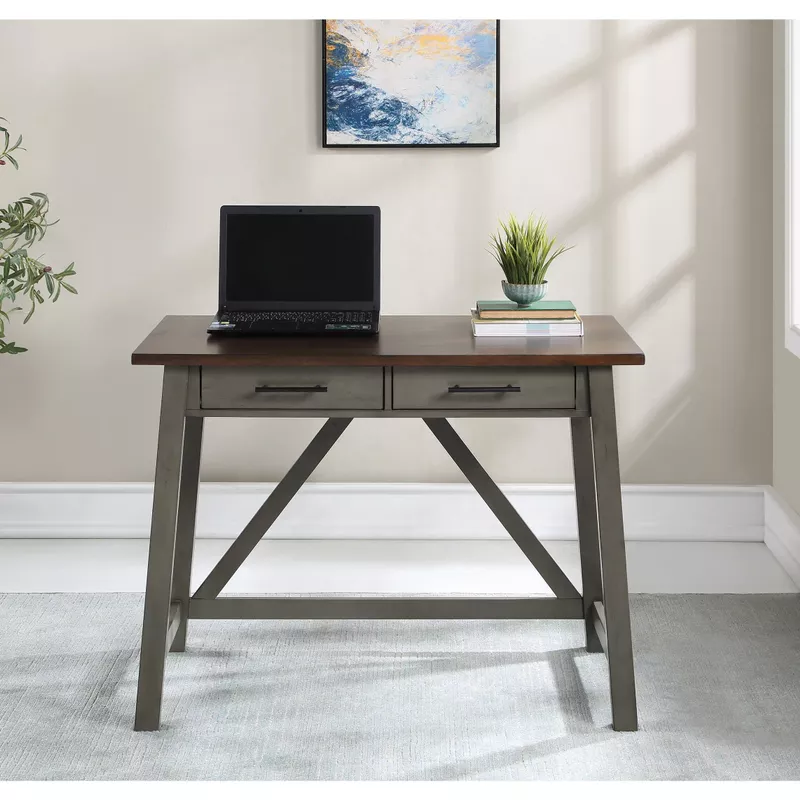 OSP Home Furnishings - Milford Rustic Writing Desk - Slate Grey