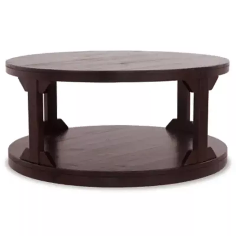 Rustic Brown Rogness Round Cocktail Table