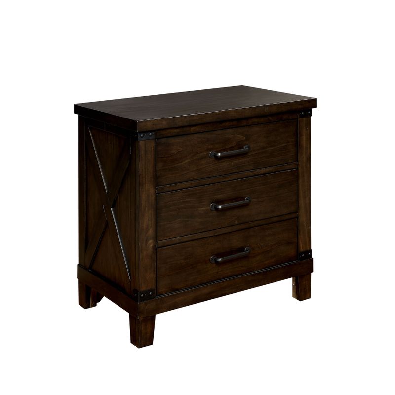 Furniture of America Hilande Rustic Dark Walnut 3-drawer Nightstand - Dark Walnut
