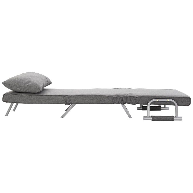 HOMCOM Small Futon Couch with Comfortable Fold Down Bed Surface for Guests, Adjustable Backrest Angles, & Stylish Design - Light Grey -...