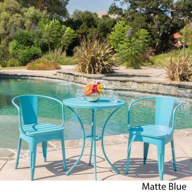 Colmar Outdoor 3-piece Bistro Set by Christopher Knight Home - Matte Teal