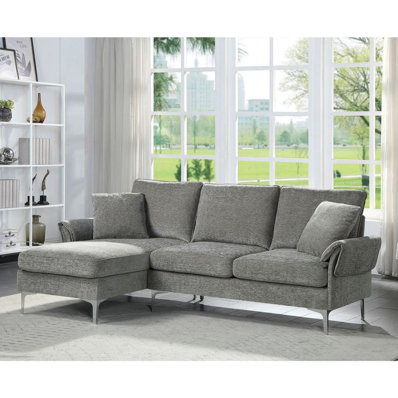 Furniture of America Harkon Contemporary Chenille Padded Sectional - Grey