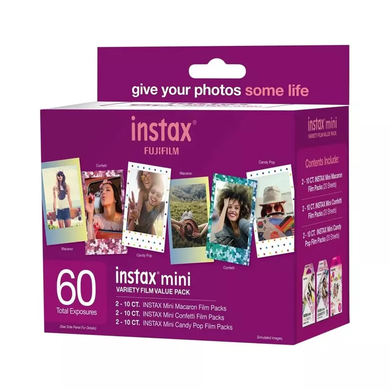 Fujifilm Instax Mini 99 Instant Film Camera, Matte Black, Bundle with 2x Instant Daylight and Variety Value Film Pack