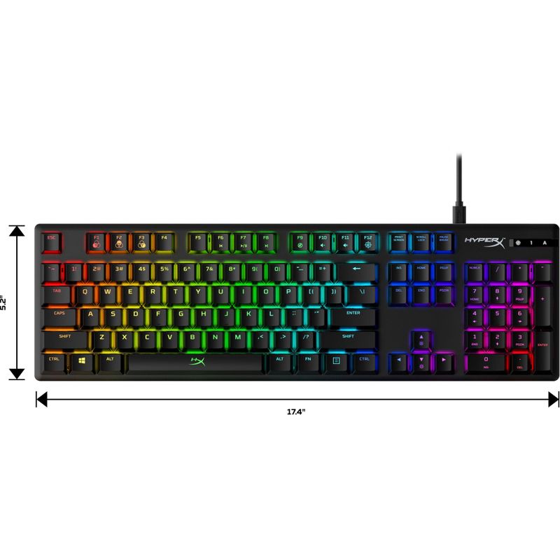 Alt View Zoom 12. HyperX - Alloy Origins Full-size Wired Mechanical Red Switch Gaming Keyboard with RGB Back Lighting - Black