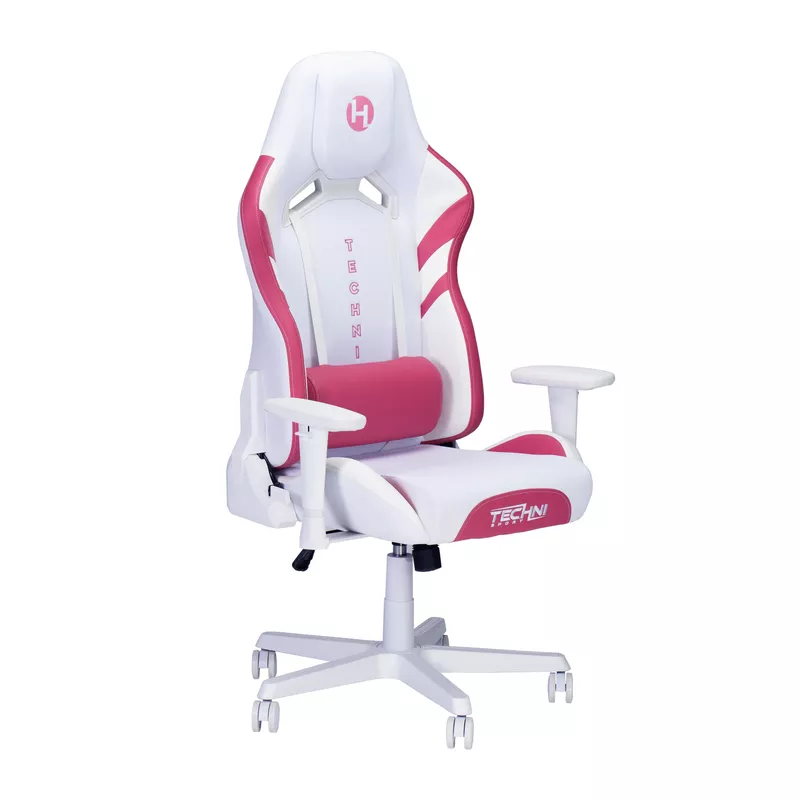 Echo Gaming Chair, White with Pink