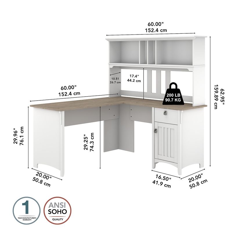 Salinas L-shaped Desk with Hutch by Bush Furniture - Reclaimed Pine