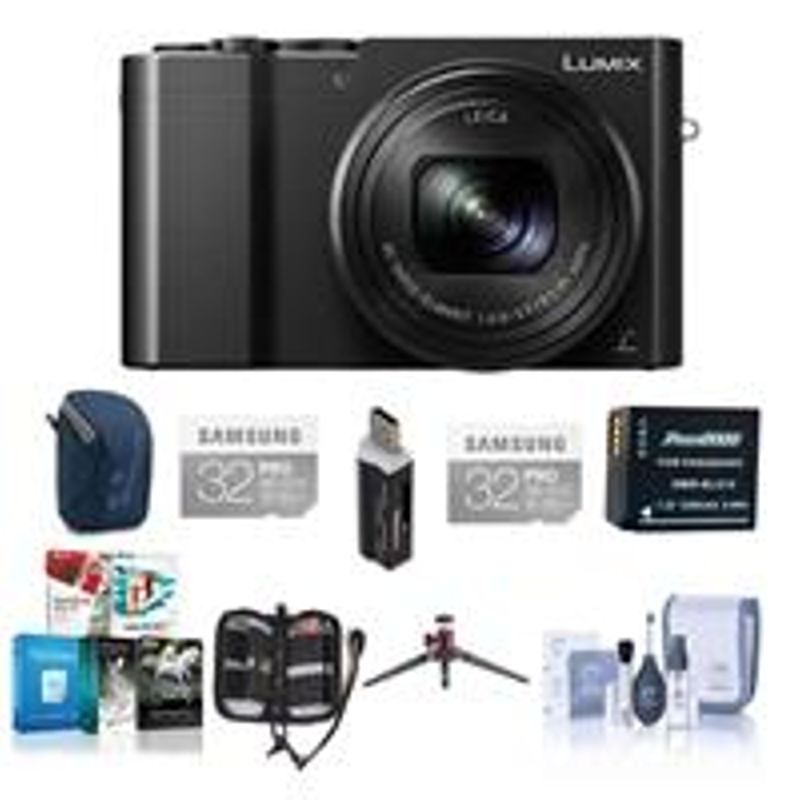 Panasonic Lumix DMC-ZS100 Digital Camera, 20.1MP, Black - Bundle with 2x 32GB Class 10 U3 SDHC Card, Camera Case, Spare Battery,...