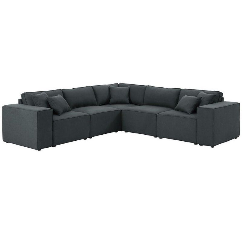 Copper Grove Ede Dark Grey Linen Modular Sectional Sofa - Reversible