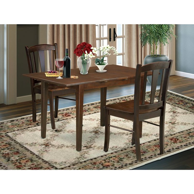 Dining Set- Butterfly Leaf Rectangular Table- Wooden Chairs with Wooden Seat and Slatted Chair Back (Color & Pieces Options) -...