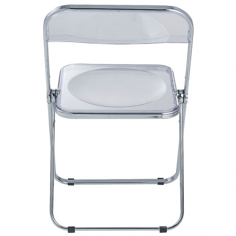 LeisureMod Lawrence Acrylic Folding Chair With Metal Frame - 30" - Transparent Black