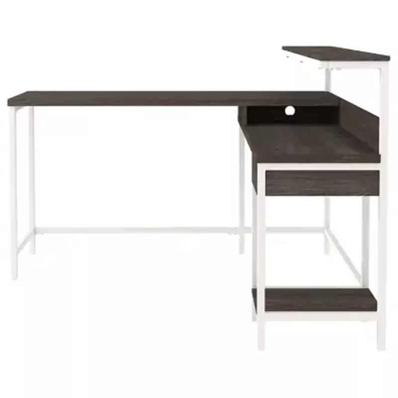 Two-tone Dorrinson L-Desk with Storage