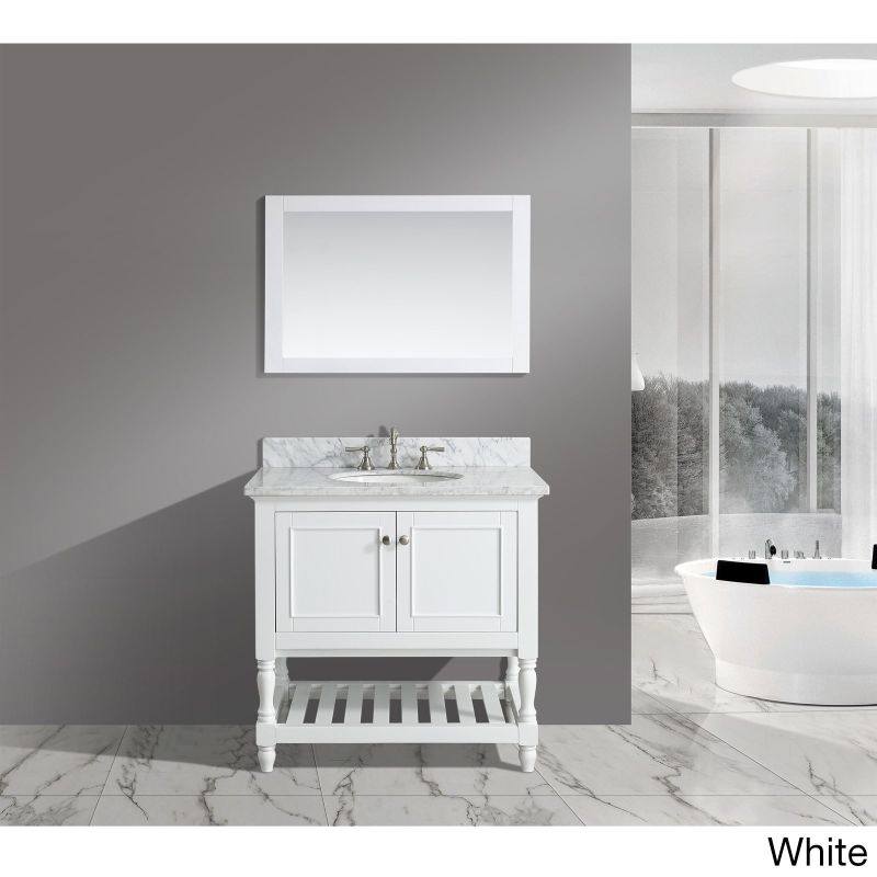 Silvia White Italian Carrara Marble 36-inch Bathroom Sink Vanity Set - Distressed Gray