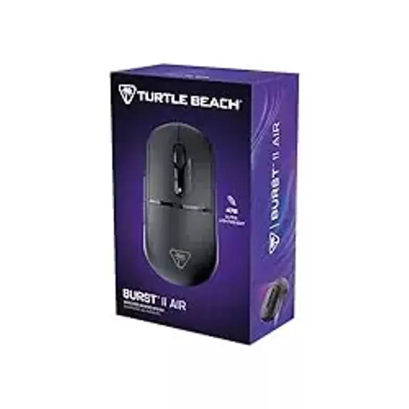 Turtle Beach Burst II Air - 2.4GHz Wireless Gaming Mouse: 47g Ultra Lightweight, Optical Switches, Symmetrical, 26K DPI Optical Sensor, Bluetooth, 120-hour Battery, USB-C Cable - Black