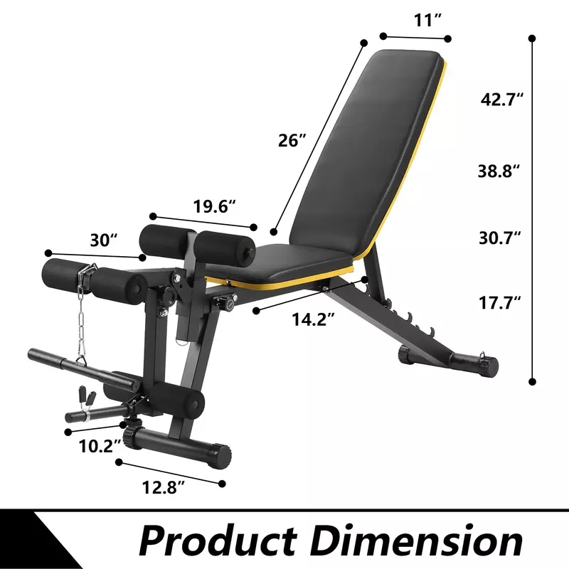 Ainfox Multi-Purpose Adjustable Weight Bench - Yellow