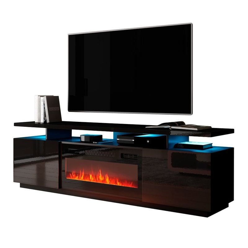 Mobile Furniture Eva-KBL Electric Fireplace Modern 71-inch TV Stand - White