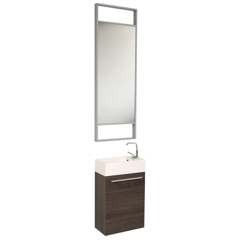 Fresca Pulito Oak Stainless Steel Tall Mirror Bathroom Vanity