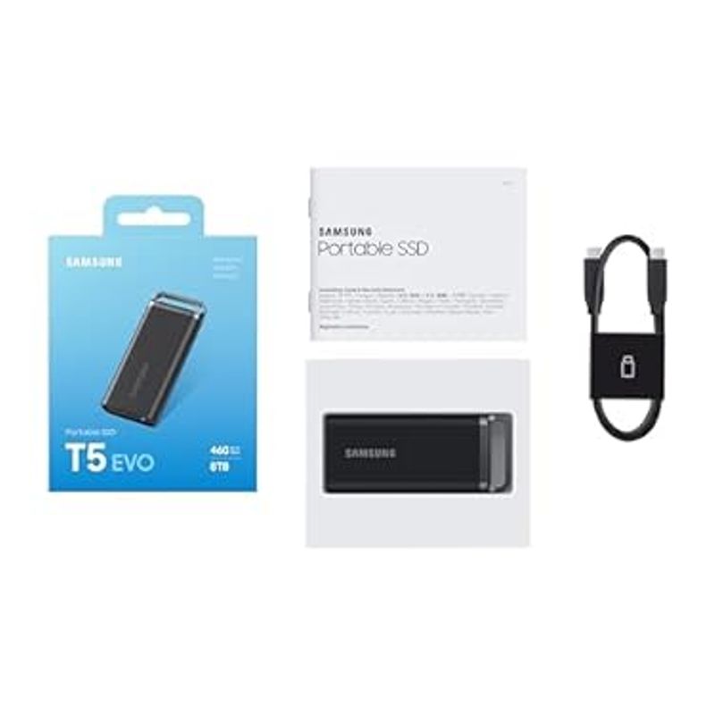 SAMSUNG T5 EVO Portable SSD 8TB, USB 3.2 Gen 1 External Solid State Drive, Seq. Read Speeds Up to 460MB/s for Gaming and Content...