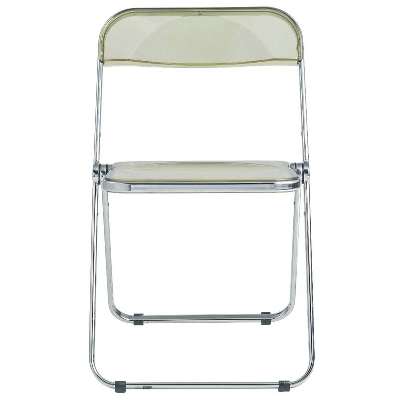 LeisureMod Lawrence Acrylic Folding Chair With Metal Frame - 30" - Transparent Black