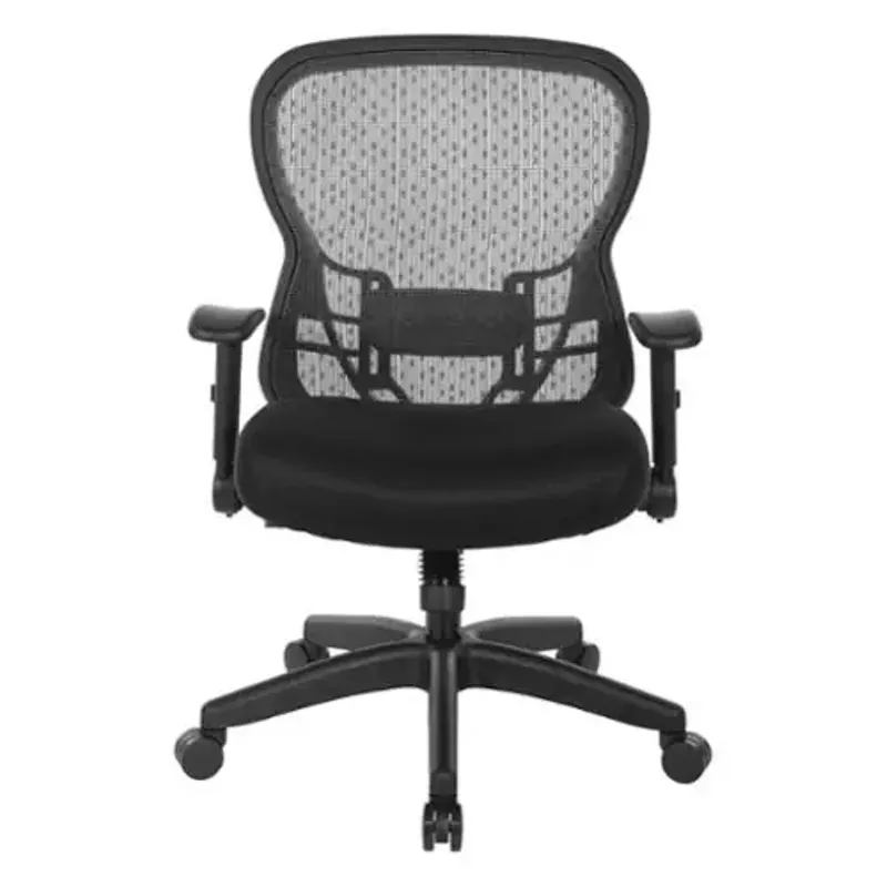 OSP Home Furnishings - Professional R2 SpaceGrid Back Manager’s Chair with Adjustable Lumbar Support and Adjustable Flip Arms - Black