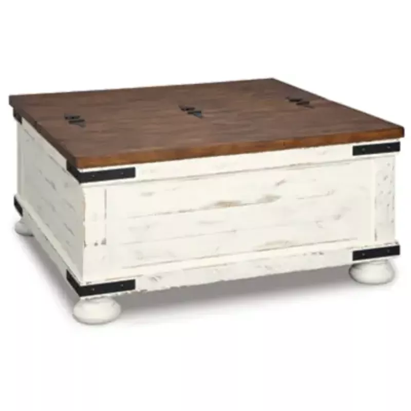 White/Brown Wystfield Cocktail Table with Storage