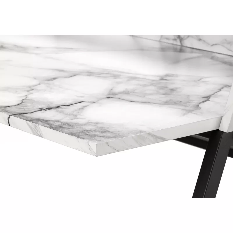 Computer Desk/ Home Office/ Laptop/ Storage Shelves/ 48"L/ Work/ Metal/ Laminate/ White Marble Look/ Black/ Contemporary/ Modern