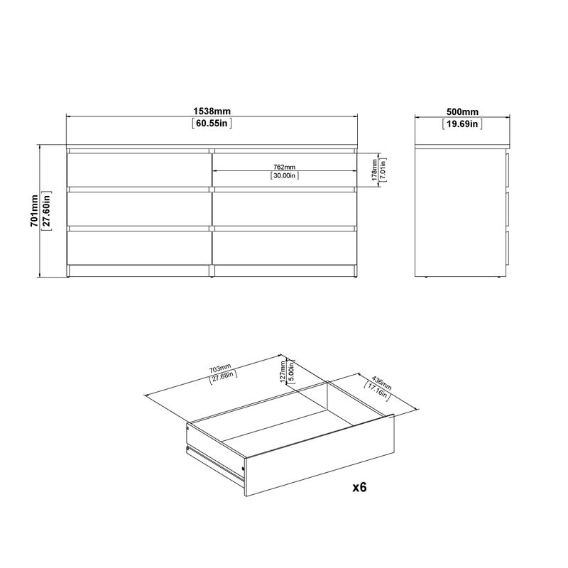 Porch & Den McKellingon 6-drawer Double Dresser - Black Woodgrain