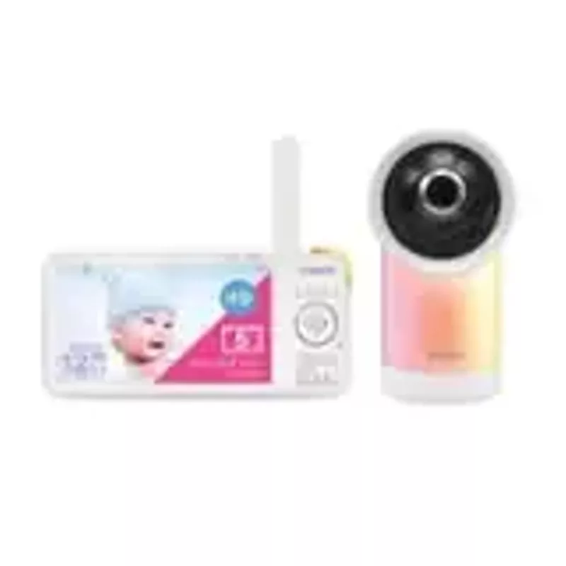 VTech - 1080p Smart WiFi Remote Access 360 Degree Pan & Tilt Video Baby Monitor with 5” Display, Night Light - White