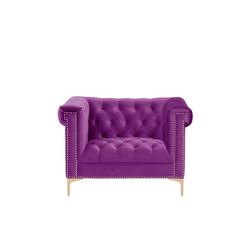Chic Home Vanessa Button Tufted Goldtone Metal Y-leg Club Chair,Purple - Purple