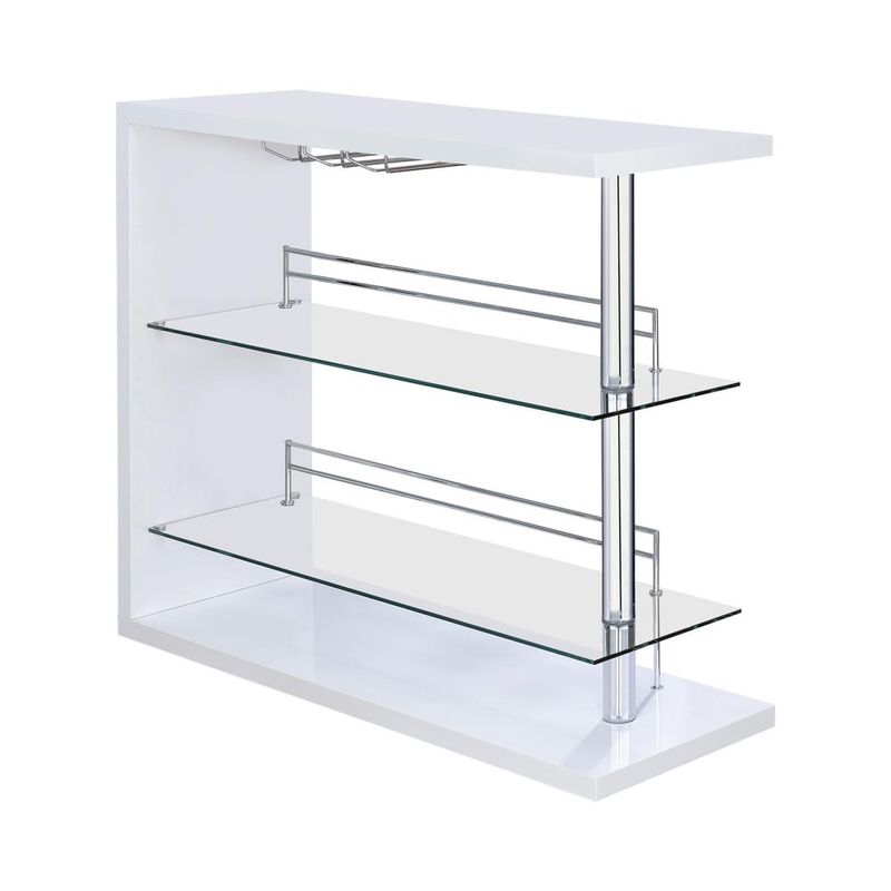 Rectangular 2-shelf Bar Unit Glossy White