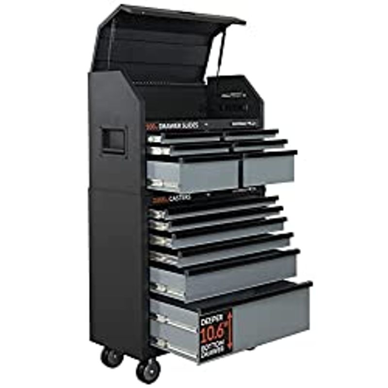 ShopMax 93606C2-06A4 36 12-Drawer Tool Chest and Rolling Cabinet Combo, Black