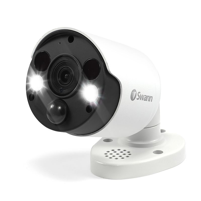 Front Zoom. Swann - 4K PoE Add On Bullet Camera w/Dual LED Spotlights, Color Night Vision, & Free Face Recognition - White