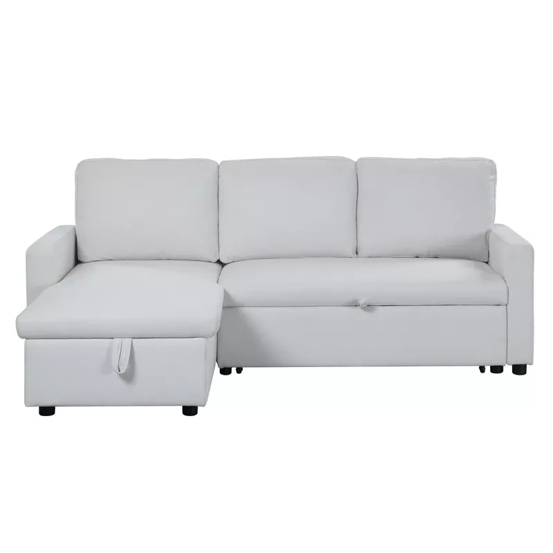 ACME Hiltons Sectional Sofa w/Sleeper & Storage, White Fabric