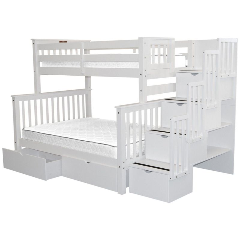 Taylor & Olive Trillium Twin over Full Stairway Bunk Bed with Drawers - Dark Cherry