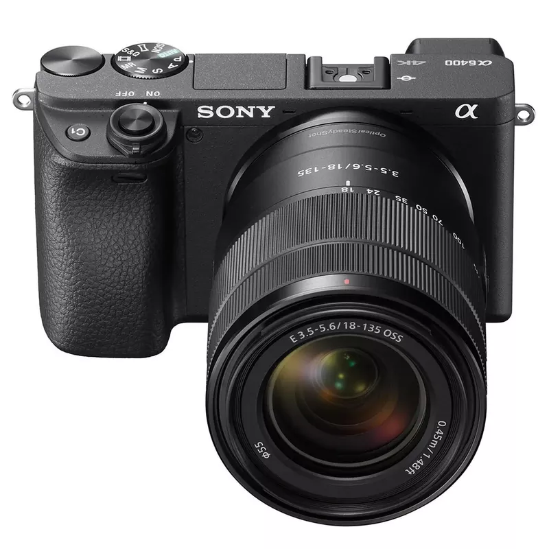 Sony Alpha a6400 Mirrorless Camera with 18-135mm f/3.5-5.6 OSS Lens - Bundle With Camera Case, 32GB SDHC Card, 55mm Filter Kit, Cleaning Kit, Card Reader, Memory Wallet, PC Software Pack