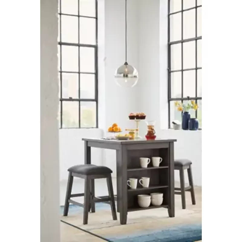 Gray Caitbrook Rectangular Dining Room Counter TBL Set(3/CN)