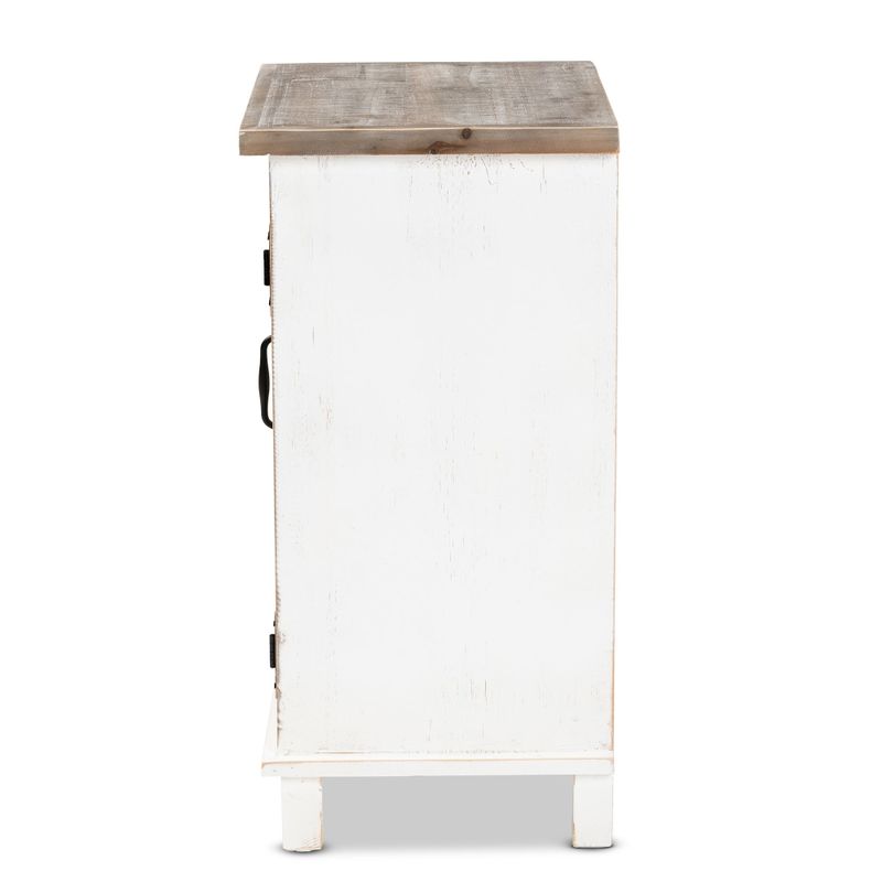 Faron Traditional Farmhouse White and Oak Brown Wood 1-Door Nightstand - Off-White/Brown