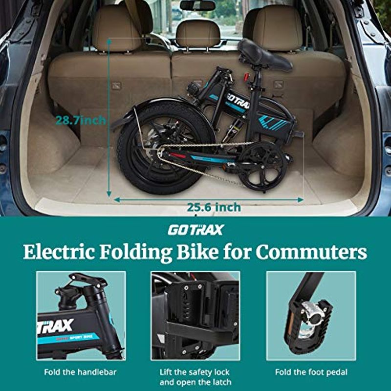 Gotrax Folding Electric Bike 16" - 15.5MPH & 27.9 Mile Range - 350W Motor Lightweight Commuter E-Bike (Black)