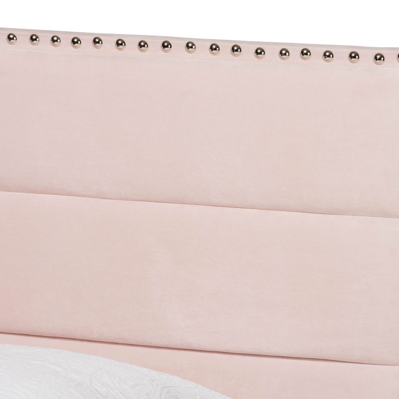 Tamira Contemporary Glam Velvet Fabric Twin Size Panel Bed - Pink
