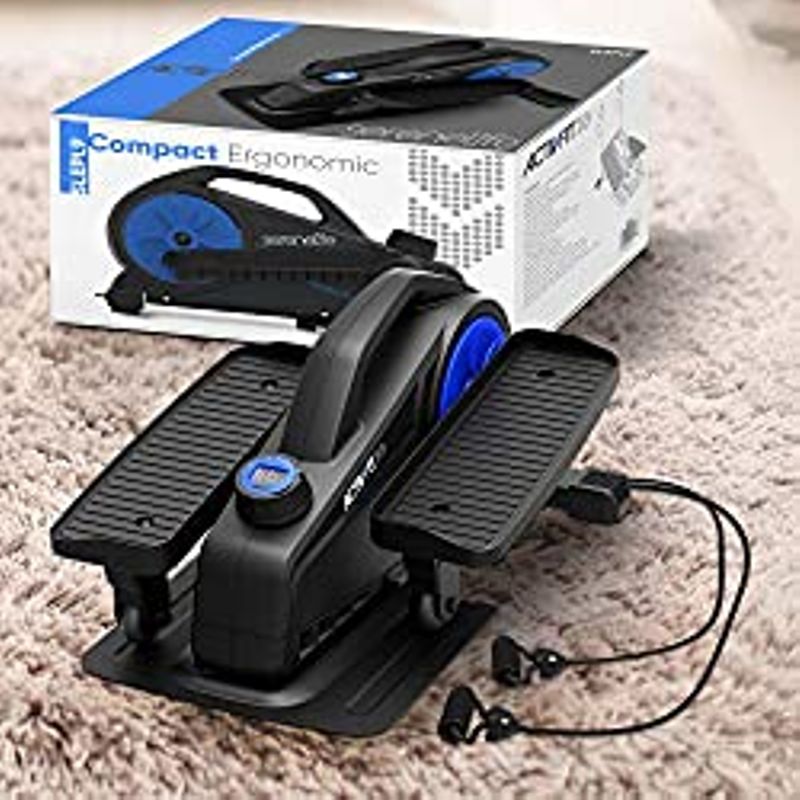 Under Desk Elliptical, Compact Ergonomic Seated Desk Exercise Equipment Machine, Foot Pedal Exerciser w/ 8 Resistance Levels, LCD Monitor...